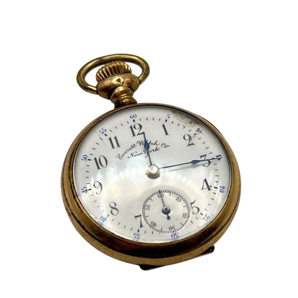 Rare Antique Everett Watch Co Gold Filled Pocket Watch FOR PARTS OR REPAIR